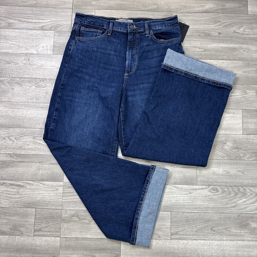 Joe's Jeans High Rise Wide Leg Ankle Denim Jeans Cuffed Hem Dark Wash sz 31